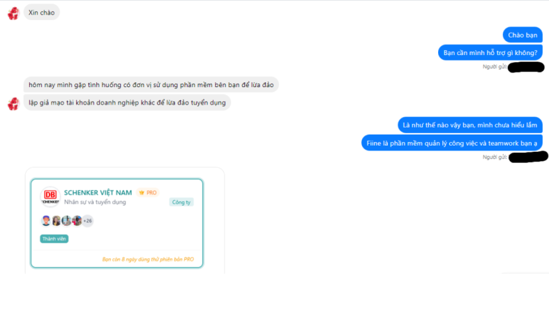 Fiine cảnh báo lừa đảo từ khách hàng